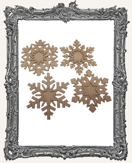 Layered Chipboard Snowflake Ornaments - Set of 4