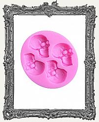 Small Pink Silicone Mold - Four Little Skulls