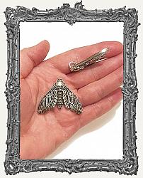 Antique Silver Death Head Moth Charm Closed Wing Style - 1 Piece