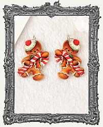 Vintage Christmas Double Sided Acrylic Charms - Set of 2 - Retro Candy Cane Gingerbread