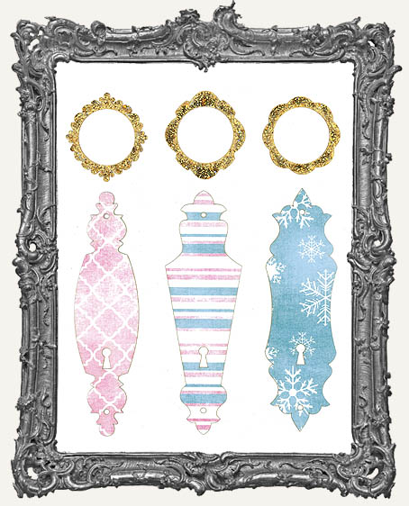 Limited Edition Escutcheon Door Plate KIT - 3 Masonite Ornaments Plus Decorative Cardstock Papercut Overlays – CANDY CHRISTMAS