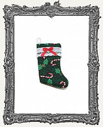 Miniature Candy Cane and Lace Green Christmas Stocking