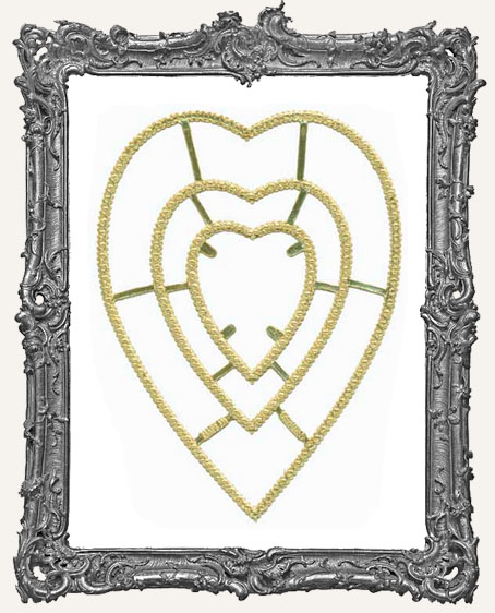 German Dresden GOLD Ornate Heart Frames 3 Pieces