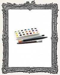 Miniature Artist Paint Palette With Three Brushes