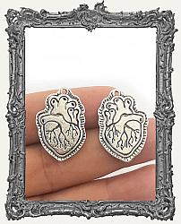 Antique Silver Double Sided Anatomical Heart Milagro Charm - 1 Piece