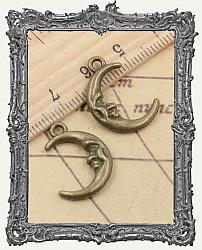 Man In The Moon Charm - Set of 2 - Antique Brass