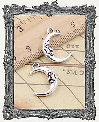 Man In The Moon Charm - Set of 2 - Antique Silver