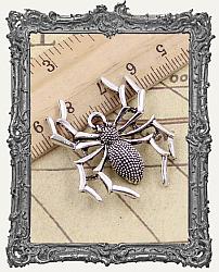 Large Antique Silver Ornate Spider Charm - 1 Piece