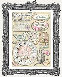 Stamperia Colored Wooden Shapes - Orchids and Cats Clocks and Labels