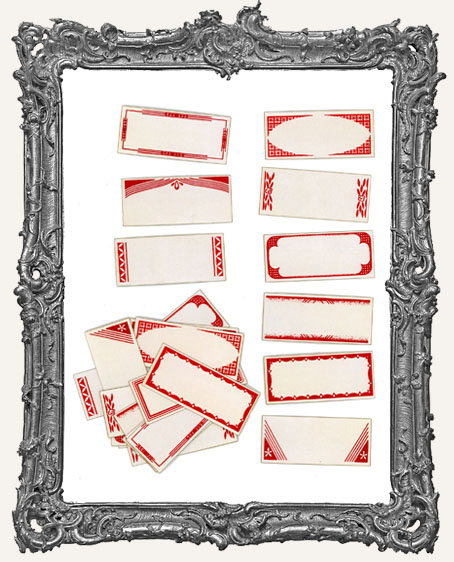 24 Vintage Label Paper Cuts - Red and Cream