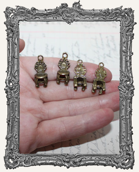 Antique Brass Fairy Chair Charms - Set of 4