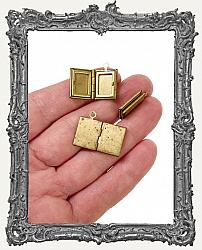Mini Vintage Book Style Brass Locket - 1 Piece