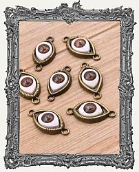 Eye Charms - One Pair - Double Side Loops Bronze - Brown Iris