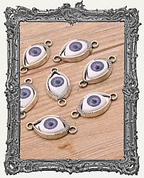 Eye Charms - One Pair - Double Side Loops Silver - Blue Iris