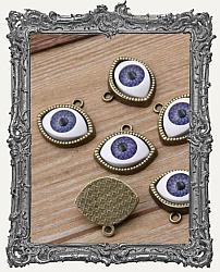 Eye Charms - One Pair - Top Loop Bronze - Blue Iris