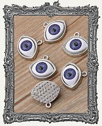 Eye Charms - One Pair - Top Loop Silver - Blue Iris