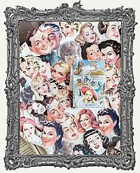 Die Cut Opaque Glossy Retro Stickers - Pack of 46 - Vintage Magazine Heads
