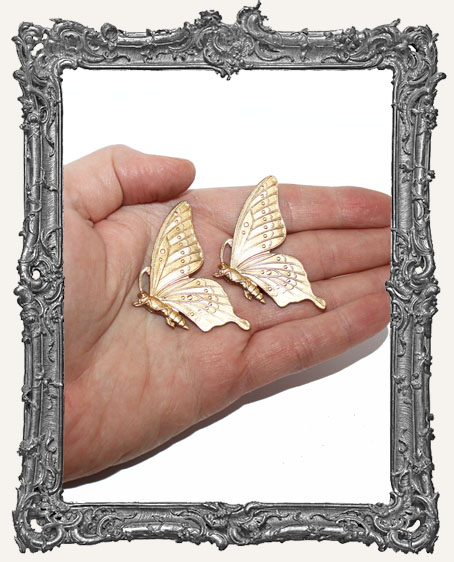 Brass Side Butterfly Charms - Set of 2
