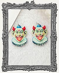 Vintage Halloween Double Sided Acrylic Charms - Set of 2 - Scary Vintage Clown