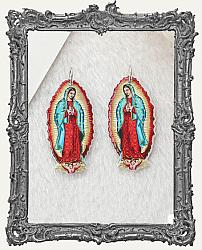 Vintage Double Sided Acrylic Charms - Set of 2 - Our Lady of Guadalupe