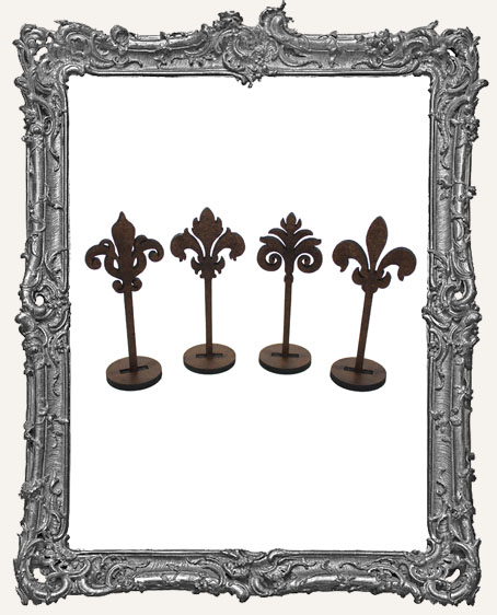 MINI Ornate Fleur Sticks Stand Ups Set of Four