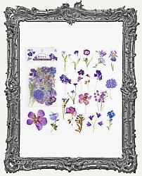 Clear Die Cut Floral Stickers - Pack of 40 - Violets and Purple Flowers