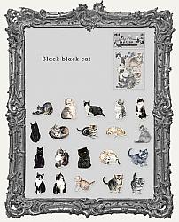 Clear Die Cut Cat Stickers - Pack of 40 - Black and Grey Cats