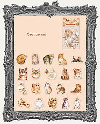 Clear Die Cut Cat Stickers - Pack of 40 - Orange Cats