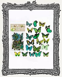 Clear Die Cut Butterfly Stickers - Pack of 40 - Green