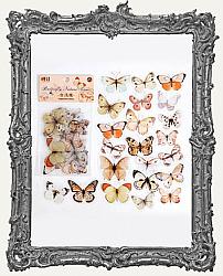 Clear Die Cut Butterfly Stickers - Pack of 40 - White and Peach