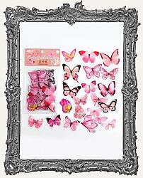 Clear Die Cut Butterfly Stickers - Pack of 40 - Pink