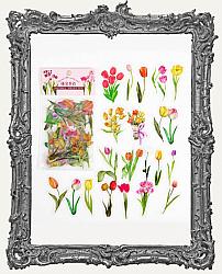 Clear Die Cut Floral Stickers - Pack of 40 - Tulips
