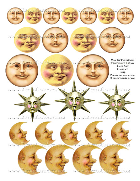 Man In The Moon Collage Sheet