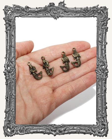 Antique Brass Small Mermaid Charms - Set of 4