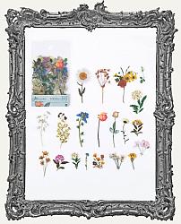 Clear Die Cut Floral Stickers - Pack of 40 - Pressed Flower Stems