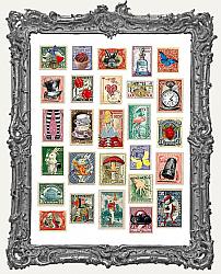 27 Alice in Wonderland Vintage Stamps Paper Cuts