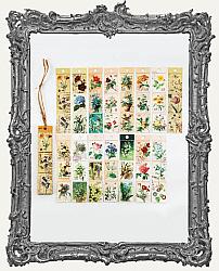 Die Cut Faux Vintage Postage Stamp Sticker Book - 45 Cut Apart Pieces - Floral