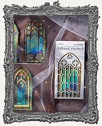 Clear Die Cut Stickers - Pack of 10 - Stained Glass Arch Windows Cool Colors