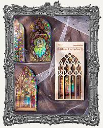 Clear Die Cut Stickers - Pack of 10 - Stained Glass Arch Windows Warm Colors