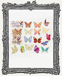 Clear Die Cut Butterfly Stickers - Pack of 30 - Gold and Gold Accents
