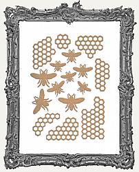 Mini Honeycomb Bit and Bee Cut-Outs - 16 Pieces