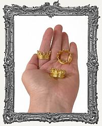 Large Ornate 3-D Crown Charm - 1 Piece - Gold