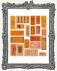 Die Cut Writable Paper Vintage Ephemera Ticket Stickers - Pack of 40 - Orange