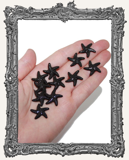 Flat Back Starfish Cabochon BLACK - 20mm - 10 Pieces