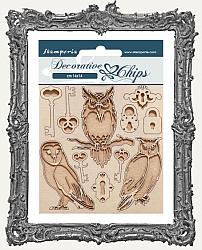 Stamperia Decorative Chips - Vintage Library - Keys and Owls