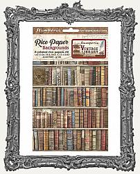 Stamperia Assorted Rice Paper Backgrounds Pack A6 - 8 Sheets - Vintage Library