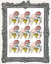 9 Large Sweet Vintage Kitty Ice Cream Cone and Cake Paper Cuts