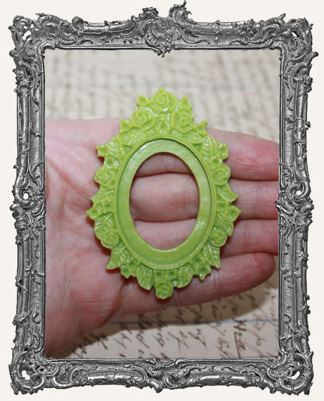 30x40mm Resin Cameo SETTING - Fancy Lime Green Rose