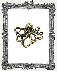 Ornate Steampunk Octopus Pendant Charm - Antique Brass