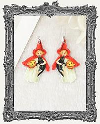 Vintage Halloween Double Sided Acrylic Charms - Set of 2 - Vintage Witch